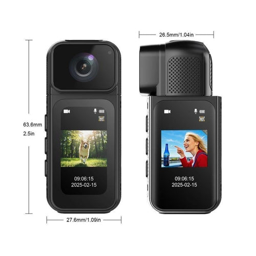 Ormos Mini Action Camera With 180 Degree Rotating Lens - 2.7K Ultra HD