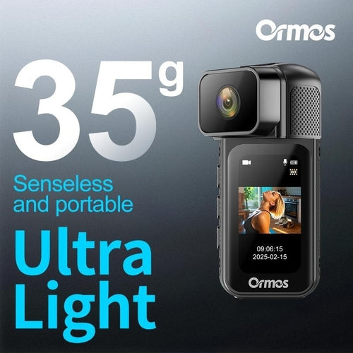 Ormos Mini Action Camera With 180 Degree Rotating Lens - 2.7K Ultra HD